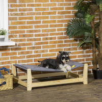 PawHut Cama Elevada para Perros Cama para Mascotas Medianas y Pequeños con Cojín Lavable Tela Oxford y Marco de Madera Carga 15 kg para Interior y Exterior 90x50x28 cm Gris - details 1