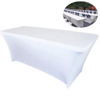 Mantel Rectangular De Poliéster 100% Algodón Impermeable Y Lavable Blanco/ Negro Alta Elasticidad Para Bodas Fiestas Masajes Hotelería Cumpleaños - details 3