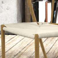 HOMCOM Pack de 2 Sillas de Comedor con Asiento de Cuerda de Papel Sillas de Cocina Apilables Estilo Moderno Carga 120 kg 51x51x71 cm Roble y Crema - details 3