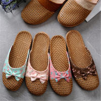 Sandalias De Verano Para Mujer Pantuflas De Playa Transpirables De Lino Plataforma Baja Casual Con Lazo Zapatos De Tacón Plano - details 5