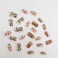 Uñas Postizas De Presión Con Diseño De Leopardo Y Cereza Un Collage Único De Encanto En La Toma De Tus Manos Estilo Francés Material RESIN Origen China - details 2