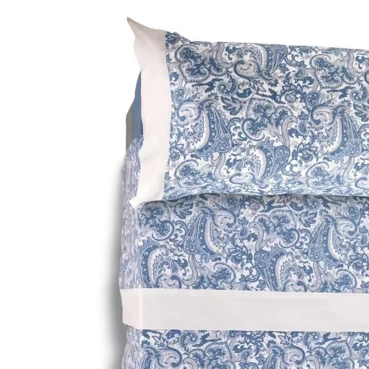Nalui Juego de Sábanas Atenea Azul / Blanco Tejido Polycotton, Lavable a 30º y Fácil Planchado - 1