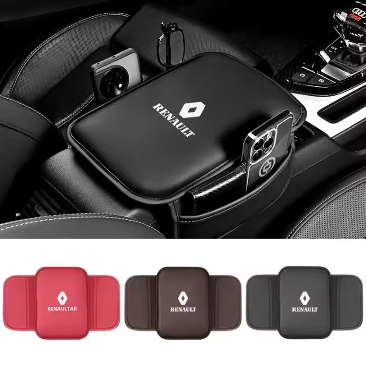 Almohadilla De Reposabrazos De Cuero Para Coche Protector De Consola Central Renault Sport Duster Megane 2 3 Con Bolsillo De Almacenamiento - 1