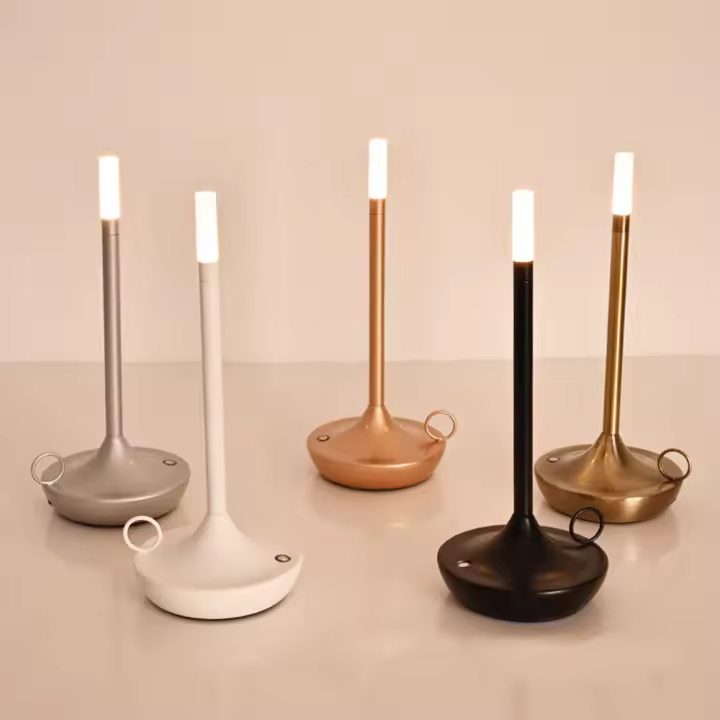 Lámpara De Mesa LED Candlelight Recargable Toque Para Decoración De Hogar Y Cena Lámpara De Ambiente Creativa Base De Aluminio Luz Nocturna Blanco Moderna Con Control Táctil - 1