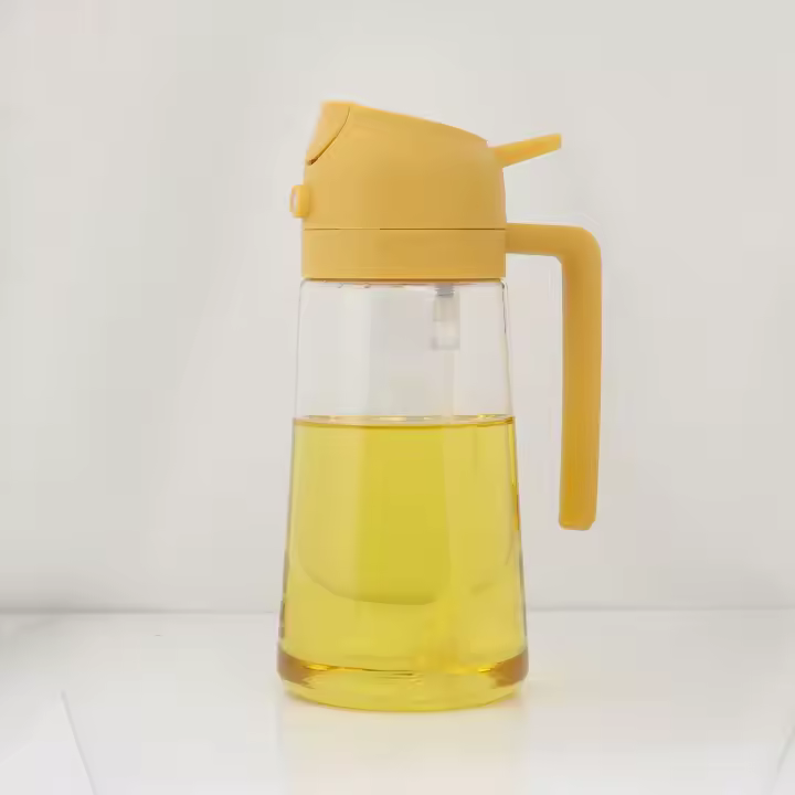 YARRAMATE Pulverizador de Aceite para Cocinar, Botella Dispensadora de Aceite de Oliva 2 en 1 Para Cocina, Botella de Aceite de Vidrio de 17 oz/500 ml para Freidora de Aire, Barbacoa (Blanco Cremoso) - 1