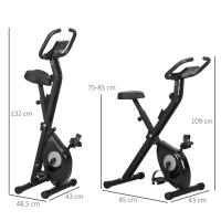 HOMCOM Bicicleta Estática Plegable con 8 Niveles de Resistencia Magnética Bicicleta de Ejercicio Fitness con Pantalla LCD y Asiento Regulable para Casa Oficina 43x85x109 cm Negro - details 2