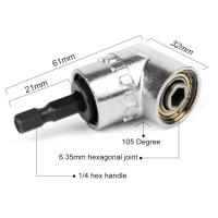Adaptador De Agujero Para Destornillador De Ángulo Derecho 105 Grados 1/4 Hexagonal Magnético Soporte Para Herramientas Eléctricas - details 1