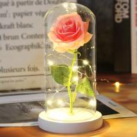 Rosa Bella y Bestia Rosa Eterna, Regalo Mujer Flores Artificiales con Luces LED, Flor Artificial de Lámina de Oro con Hojas Caídas, Regalos Originales para Mama Novia Cumpleaños Aniversario，san valentin - details 11