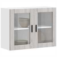 vidaXL Armario de pared para cocina puerta cristal Porto en color Roble ahumado/Roble Sonoma/Negro y más | almacenamiento funcional diseño moderno para baño dormitorio sala - details 6