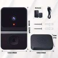 Timbre Inalámbrico con Cámara, Videoportero WiFi Ring Doorbell WiFi 480P Almacenamiento en Nube Timbre Inteligente con Visión Nocturna, Audio Bidireccional (Negro) - details 0