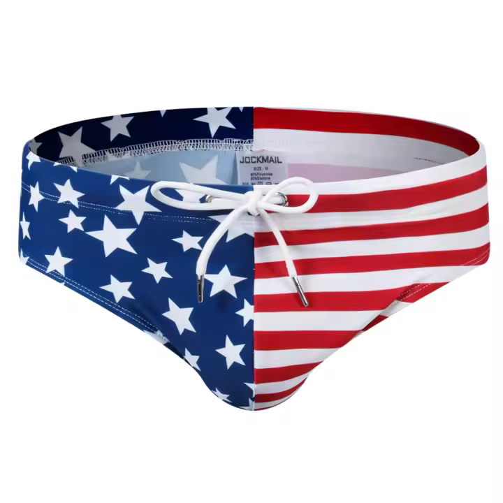 Bikini Briefs De Natación Para Hombre Estilo American Flag Print Sexy Shorts De Playa Traje De Baño Con Patrón De Estándares - 1