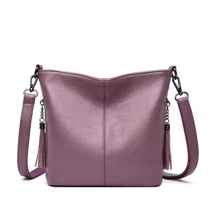 Nuevo Bolso de hombre con borlas de cuero genuine De Fashion European y Americana para Mujer, Bolso de Mensajero de cuero casual, simple y versátil - 1