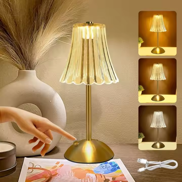 Lámpara De Mesa Inalámbrica Recargable Con 3 Modos De Color LED Táctil Portátil Para Dormitorio Sala De Estar Restaurante Exterior - 1