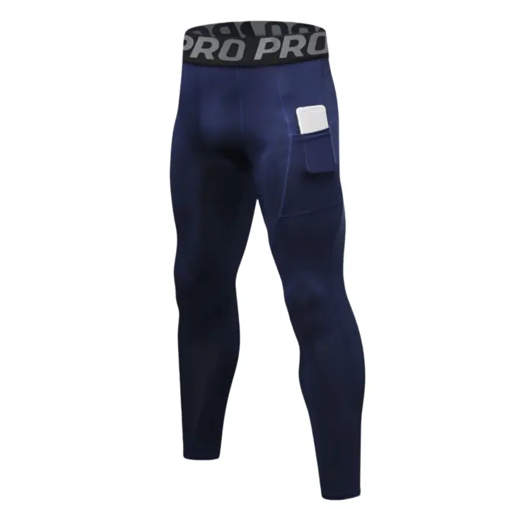 Pantalones De Entrenamiento Para Hombre Con Bolsillos Para Teléfonos Mallas Compresivas Húmedas Y Secas Térmicas Con Bolsillos Para Correr MOV - 1
