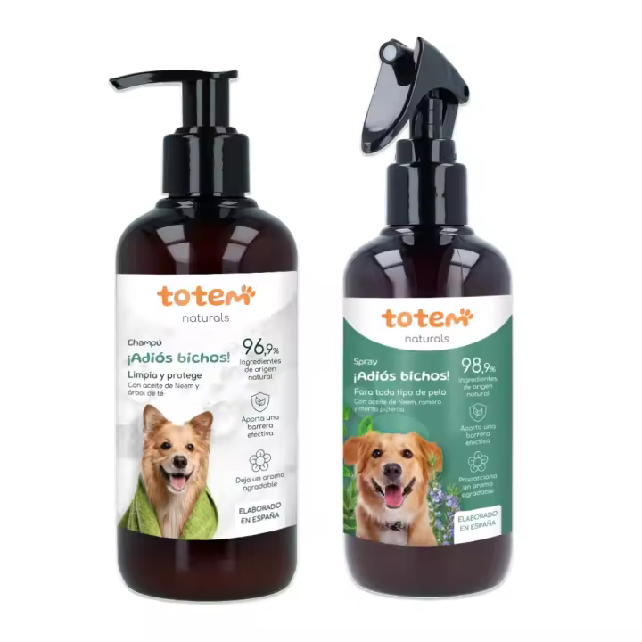 Totem Naturals | Pack Repelente Champú 250 ml + Spray 250 ml Natural para Perros - 1