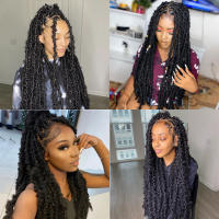 Extensiones De Cabello Sintético Butterfy Locs Crochet Meche Faux Locks Trece Mechas Extensiones De Traviesa Para Negros - details 5