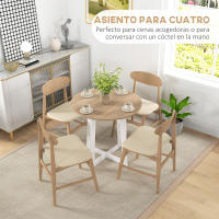 HOMCOM Mesa de Comedor Redonda para 4 Personas Mesa de Cocina Moderna con Tablero de Madera y Base de Acero Cruzada para Salón Ø80x75 cm Roble - details 3