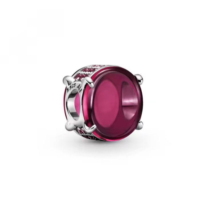 Charm Cabujón Pandora Ovalado Rosa Fucsia 799309C01 plata - 1