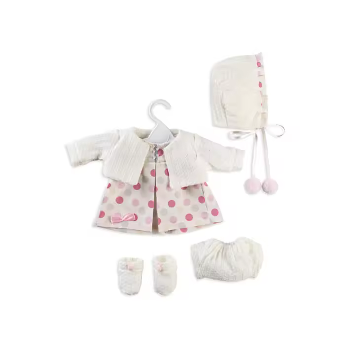 Muñecas Berbesa, Conjunto Vestido y chaqueta beig, pololos, gorrito y peucos con percha para muñeca de, 42cm, Muñecas para niñas muñecas juguetes para niñas muñecas recien nacidas muñecas recien nacidos - 1