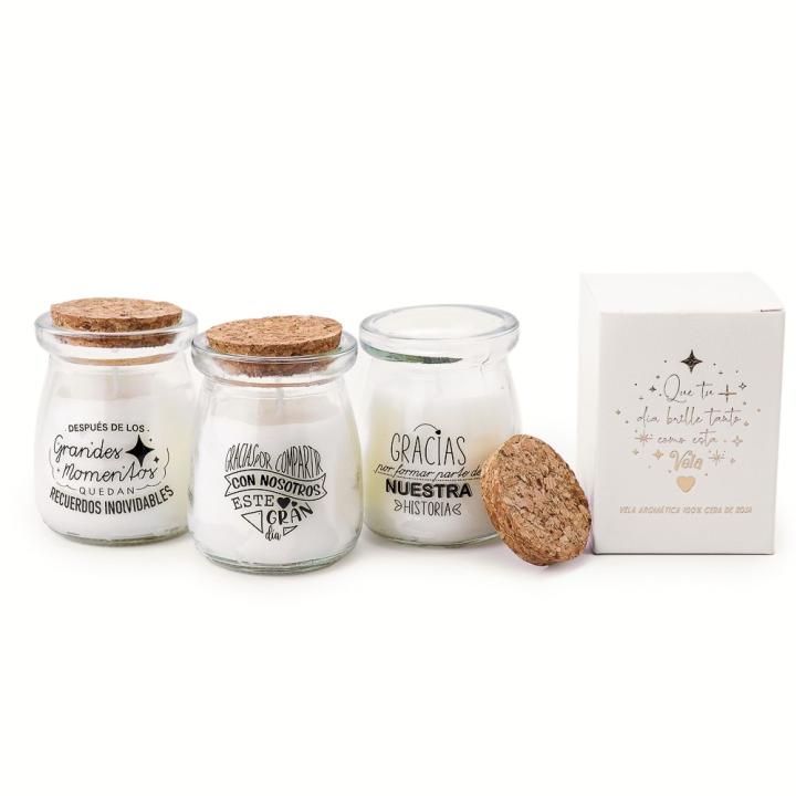 Pack de 6 a 30 velas aromáticas con frases bonitas, 3 modelos, velas de soja para regalar, detalles boda invitados, recuerdos bautizo elegantes, decoración eventos, Regalantes Store