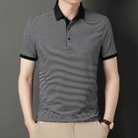 Camisa Polo De Punto Para Hombre 2024 Con Estampado De Rayas Algodón Transpirable Y Cómoda Para Negocios Casual Estilo Moderno - details 12