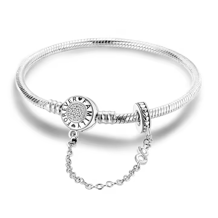 Pulsera De Plata 925 Para Mujer Con Cierre Original Y Cadena De Serpiente Adecuada Para Colgar Charm Brillo Zirconia Clásica Para Fiestas - 1