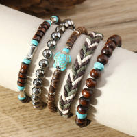 Pulsera De Moda Para Hombres Retro DIY Con Multiple Capas Hilo Elástico Y Bolas De Madera Y Caracol De Coco Para Fechas De Fiesta Regalos - details 9