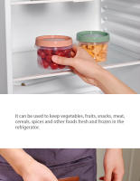 Caja De Almacenamiento De Alimentos Redonda 500ml Pack De 4 Para Frutas Y Aperitivos Microwaviable Y Tapa Sellada Para Refrigerador - details 3