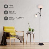 LILI HOME Lámpara de Pie Serie Nawis 1760 mm con Doble Luz E27 y E14. Su cuello orientable te permite ajustar la posición y la distancia de la luz según tus necesidades. Además, incluye bombillas y un interruptor con botones independientes para mayor como - details 0