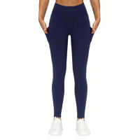 High Waist Yoga Pantalones Con Bolsillos Control De Abdomen Para Mujer Leggings De Yoga Y Correr Talla True Ankle-Length Polyester - details 8