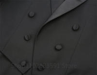 Traje Formal Azul Para Hombre 2024 Con Chaqueta Y Pantalones Doble Botón Estilo Casuál Para Boda Y Ocasiones Elegantes - details 4
