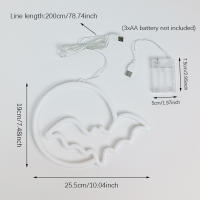 Ilumina Tu Hogar Con Nuestra Lámpara De Neón De Murciélago Y Luna LED Alimentada Por USB/batería Decoración Para Paredes Adecuada Para Niños Regalo Casa De Horror O Fiesta - details 5