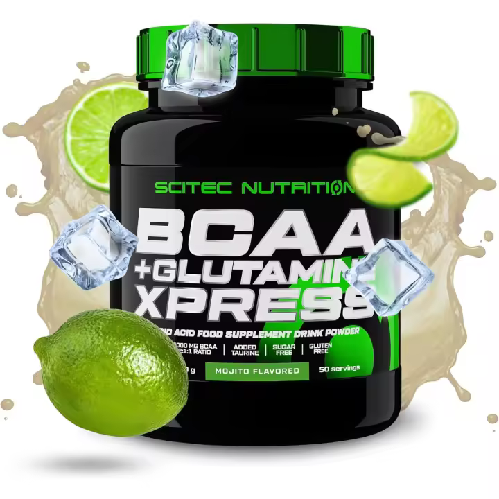 Scitec Nutrition BCAA + Glutamine Xpress - Mezcla de Aminoácidos Esenciales - con 5g 2:1:1 BCAAs - 5g Glutamina - Enriquecido con Taurina, 600 g, Mojito - 1