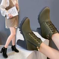 Botas De Tacón Alto Para Mujer Primavera Invierno Calidad Superior Con Cordones Moda Europea Zapatos De Mujer PU Botas Con Plataforma Entrega Rápida - details 15