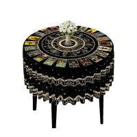 Mantel Redondo De Taro Impermeable 63 Pulgadas Negro Oro Multifuncional Para Comedor Terraza Fiesta Hotel Estilo Americano - details 5