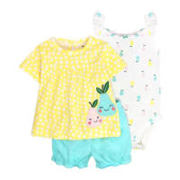 Nueva ropa de verano para niñas, pantalones cortos de manga corta, camisetas, trajes de tres piezas. - details 2