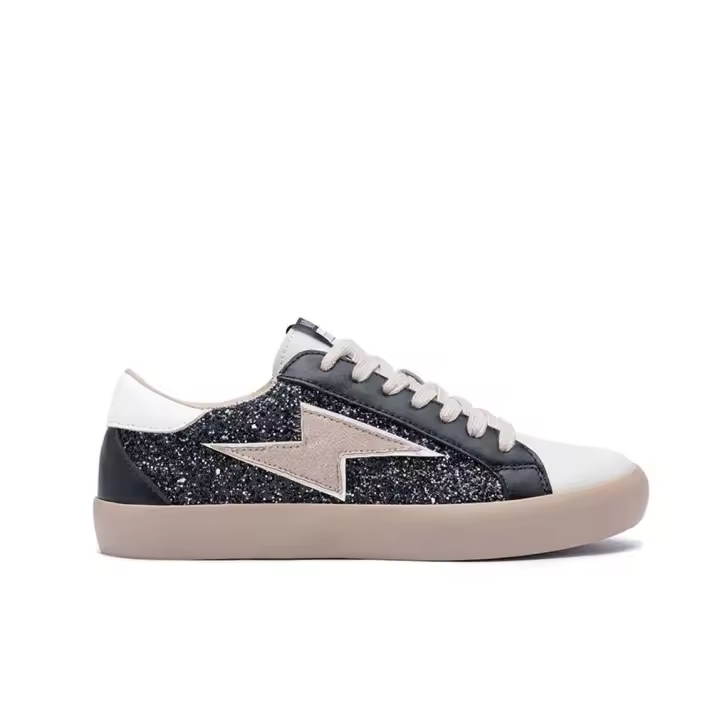 Zapatillas deportivas informales con estampado brillante y detalle de rayo para mujer - 1