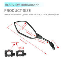 Espejos Retrovisores Convexos Para Motocicleta 10mm Universal Para Barra De Manillar Scooter ATV Off-road Motorbike E-Bike - details 1