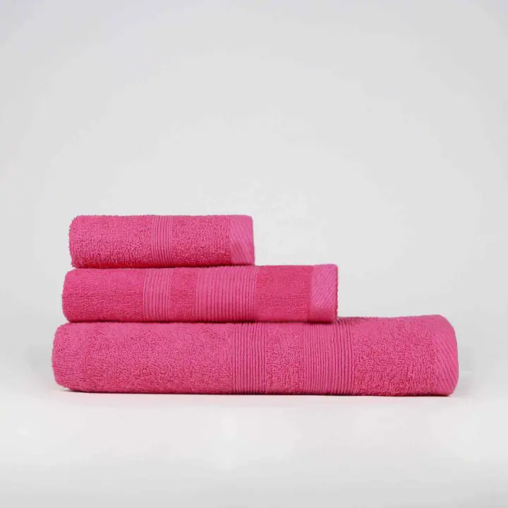 Juego de 3 Toallas Economic Fucsia LlarTextil -  A Eligir el Tamaño de la Toalla Grande. - 1