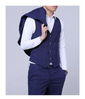 Traje De Three-piece Elegante Para Novio 2024 Con Chaleco Y Pantalones De Alta Calidad Para Bodas Y Negocios Estilo Inglés M-5XL - details 18