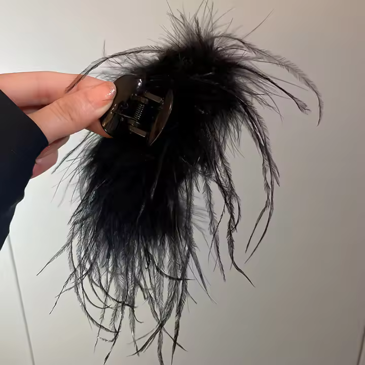 Grande Clip Para El Cabello De Tela De Lanteja Negra Con Flor De Rosas Accesorios De Peluca Para Mujeres Clip De Rosca De Tamaño Grande Para Mujeres - 1