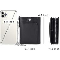 Cartera Hombre Piel con Monedero Billetera Hombre con RFID Bloqueo Billeteras Bifold Hombres Monedero Hombre Pequeño con Cremallera 14 Ranuras para Tarjetas Carteras para Hombre con Cadena - details 2