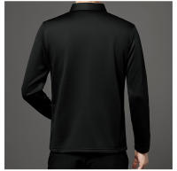 Camisa Polo De Manga Larga Color Sólido Para Hombre Con Cierre De Cremallera Cuello Polo De Algodón Moda Casual - details 2