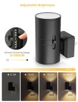 Luces Nocturnas LED Ajustables En Brillo Con Sensor De Atardecer a Amanecer Cilíndricas Para Pared Conexión a La Fuente De Alimentación - details 3