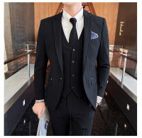 Traje De Boda Invernal Con Rayas Tres Piezas Vestido Y Pantalones Moda Negocios Atractivo Traje Casual Para Celebraciones - details 19