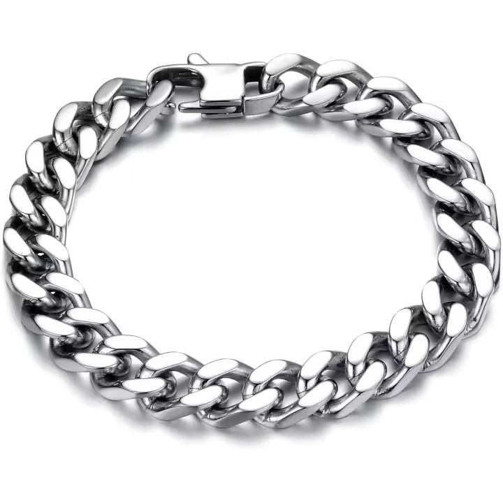 Pulsera para hombre de Maple inoxidable, Cadena de Bicicleta para hombres, Plata - 1