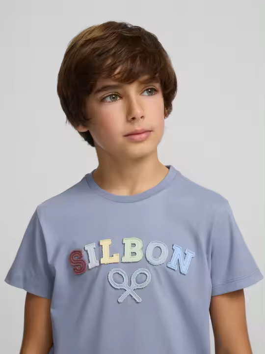 Silbon - Camiseta kids raqueta media azul indigo - 1