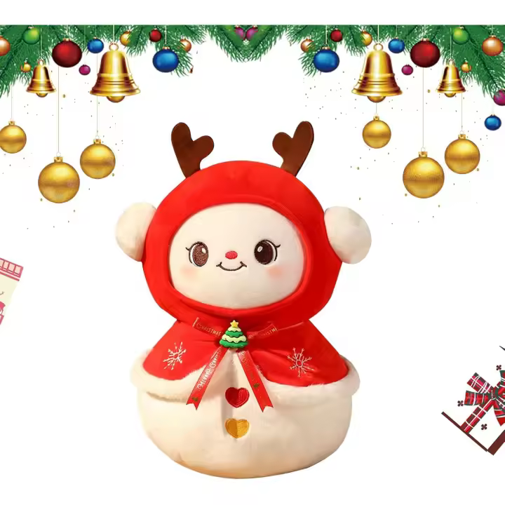 Juguete de peluche navideño, muñeco de Papá Noel de peluche, muñeco de nieve, reno, árbol, muñeco de peluche de cristal - 1