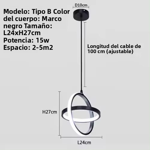 Lámpara Colgante LED Simple Moderna En Blanco Y Negro Para Sala De Estar Cocina Comedor Dormitorio Lámpara De Noche - 1
