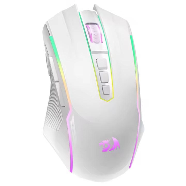 Ratón para juegos inalámbrico Redragon M910-WS, RGB, recargable, con 9 botones programables de edición macro, 8000 DPI, ergonómico inalámbrico, 70 horas para PC/Mac Gamer, FPS RPG MOBA RTS, color blanco - 1